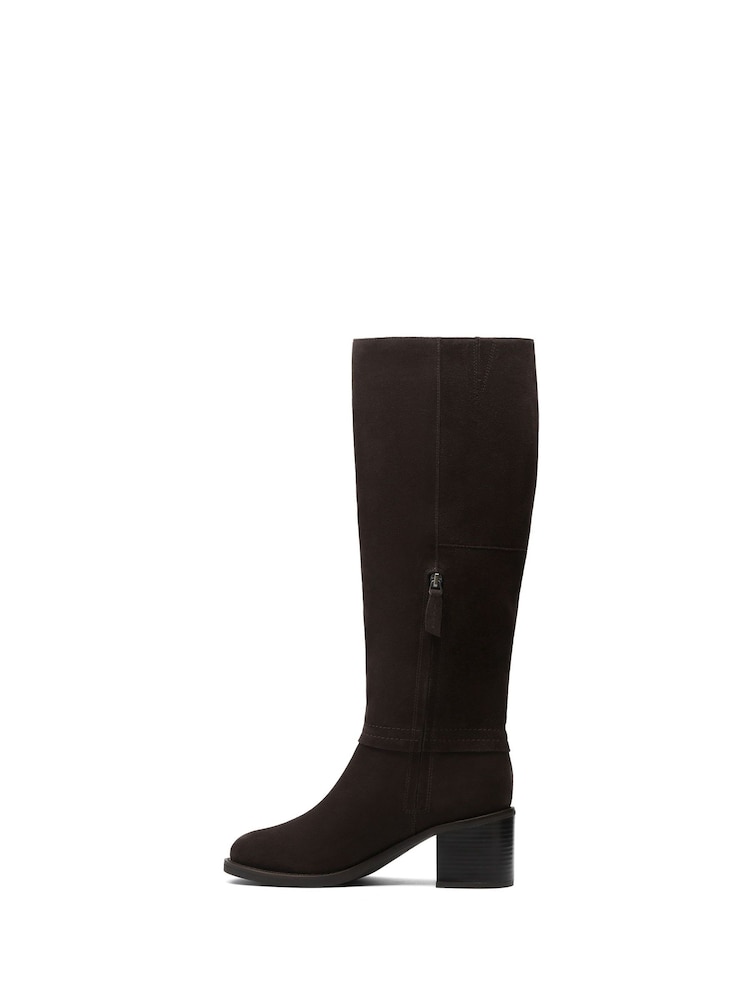 Clarks Dark Brown Standard Fit (D) Chamberly Hi Leather Knee High Boots - Image 2 of 6 Clarks Dark Brown Standard Fit (D) Chamberly Hi Leather Knee High Boots - Image 2 of 6