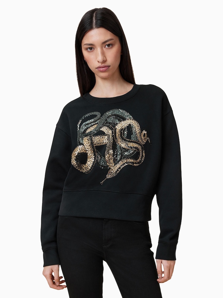 AllSaints Black Slitha Separo Sweatshirt - Image 1 of 7