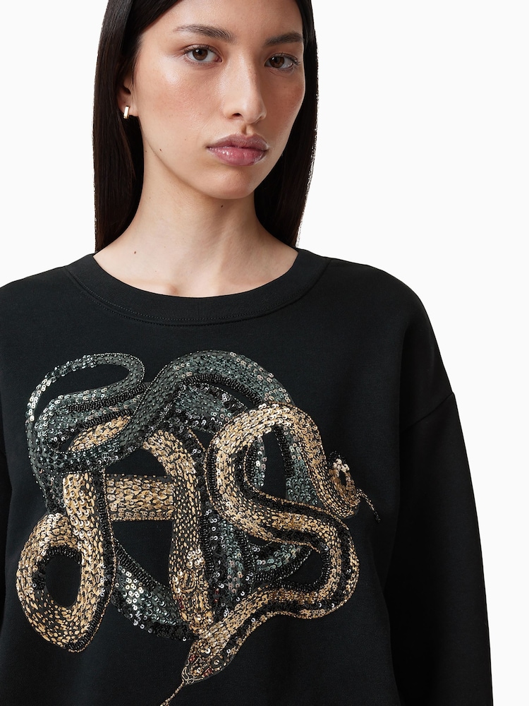 AllSaints Black Slitha Separo Sweatshirt - Image 2 of 7