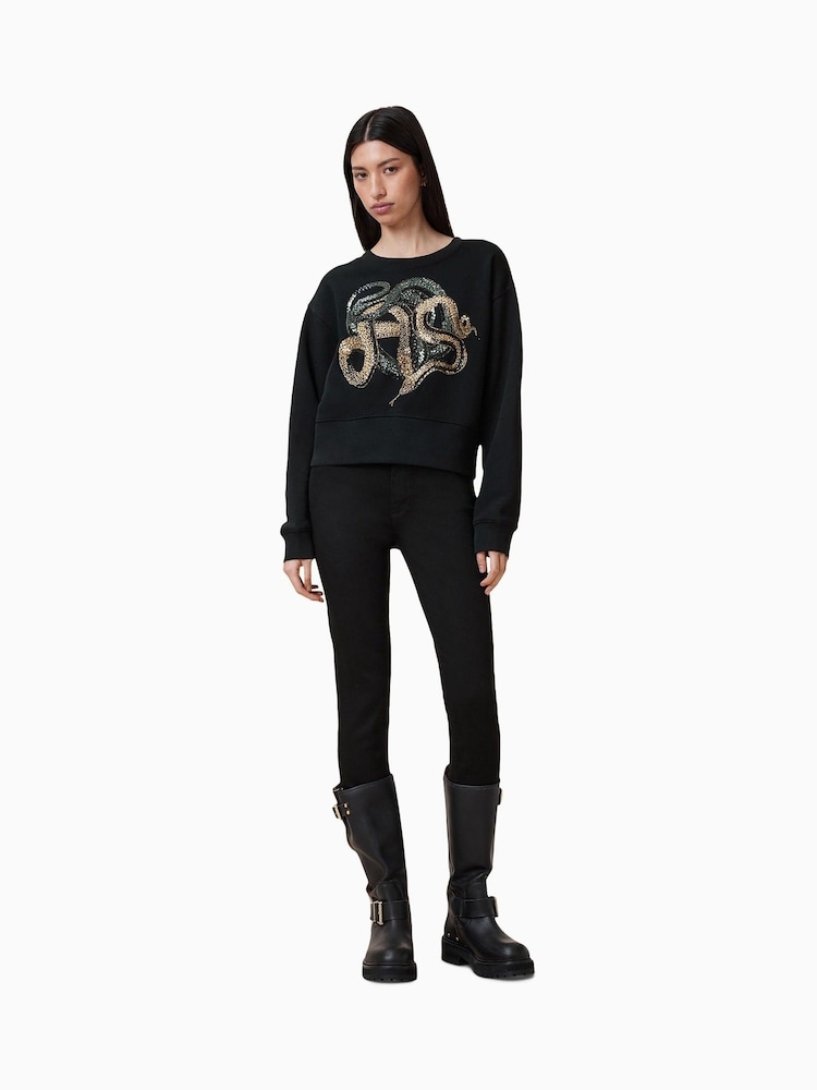 AllSaints Black Slitha Separo Sweatshirt - Image 3 of 7