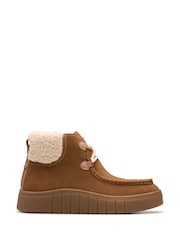 Clarks Tan Brown Mykah Izzy Suede Borg Lace Up Boots - Image 1 of 6