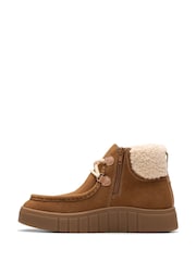 Clarks Tan Brown Mykah Izzy Suede Borg Lace Up Boots - Image 2 of 6