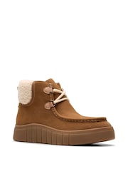 Clarks Tan Brown Mykah Izzy Suede Borg Lace Up Boots - Image 3 of 6