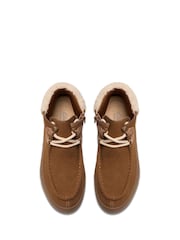 Clarks Tan Brown Mykah Izzy Suede Borg Lace Up Boots - Image 5 of 6