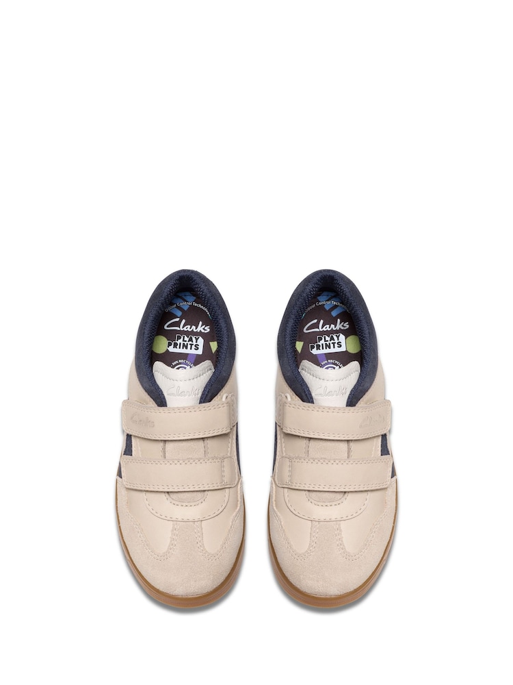 Clarks Cream Older Boys Disco Vibe Trainers - Image 1 of 6