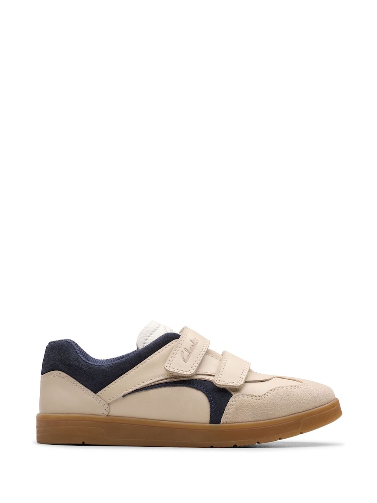 Clarks Cream Older Boys Disco Vibe Trainers - Image 2 of 6