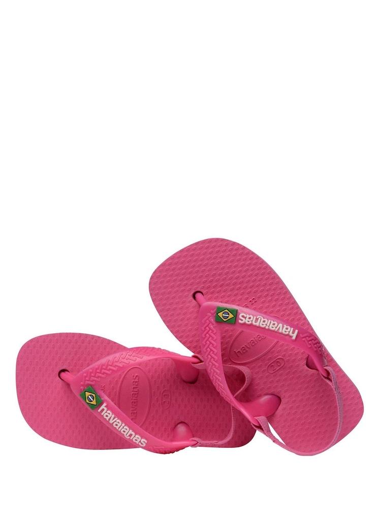 Havaianas Baby Pink Brasil Logo Flip Flops - Image 3 of 8