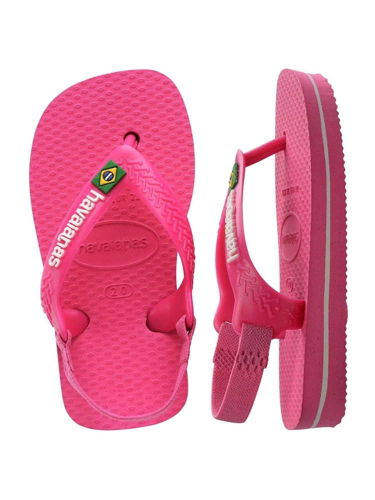 Havaianas Baby Pink Brasil Logo Flip Flops - Image 4 of 8