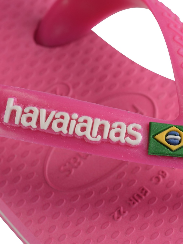 Havaianas Baby Pink Brasil Logo Flip Flops - Image 6 of 8