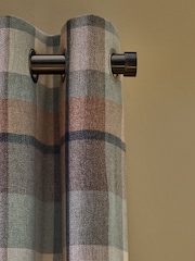 Teal Blue/Orange Check Super Thermal Curtains - Image 5 of 6