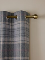 Grey/Pink Brushed Check Lined Eyelet Curtains - Image 4 of 5