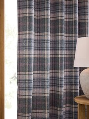 Grey/Pink Brushed Check Super Thermal Eyelet Curtains - Image 4 of 5