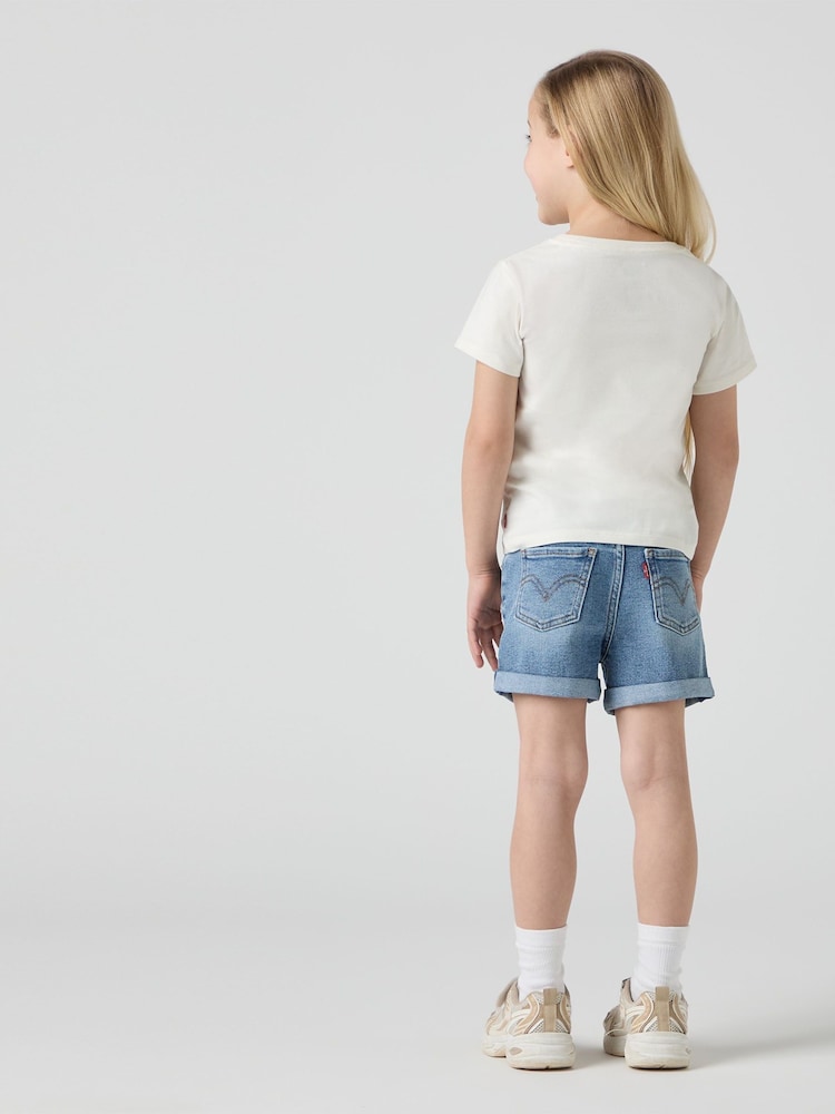 Levi's® Blue Logo Mini Girlfriend Denim Shorts - Image 2 of 13