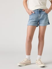 Levi's® Blue Logo Mini Girlfriend Denim Shorts - Image 4 of 13