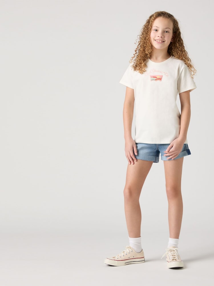 Levi's® Blue Logo Mini Girlfriend Denim Shorts - Image 5 of 13