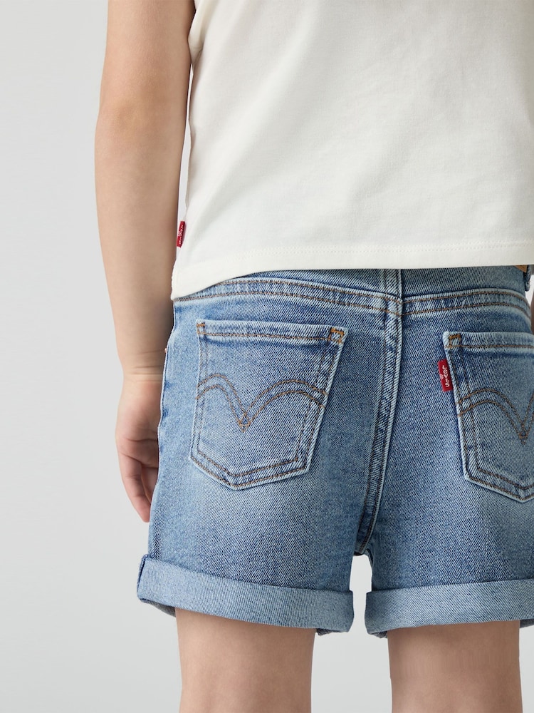 Levi's® Blue Logo Mini Girlfriend Denim Shorts - Image 6 of 13