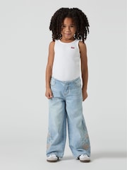 Levi's® Blue Beltless Floral Embroidered Baggy Wide Leg 100% Cotton Jeans - Image 2 of 10
