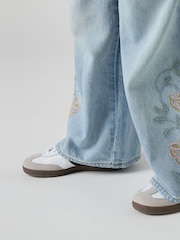 Levi's® Blue Beltless Floral Embroidered Baggy Wide Leg 100% Cotton Jeans - Image 5 of 10