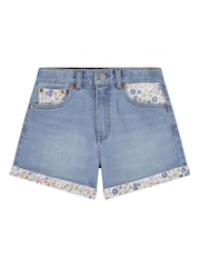 Levi's® Blue Floral Print Detail Logo Mom Shorts - Image 1 of 7