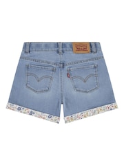 Levi's® Blue Floral Print Detail Logo Mom Shorts - Image 2 of 7
