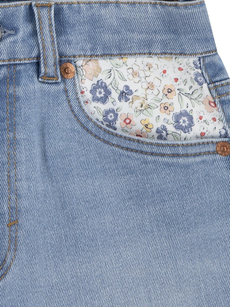 Levi's® Blue Floral Print Detail Logo Mom Shorts - Image 7 of 7