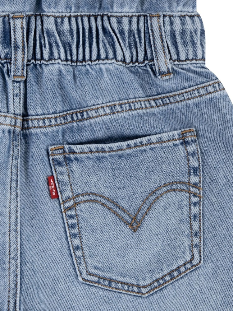 Levi's® Blue Denim Waistcoat 100% Cotton Romper With Floral Embroidery - Image 5 of 5