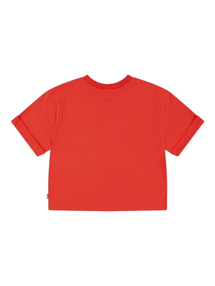 Levi's® Red Cropped Meet & Greet Roll Cuff Logo T-Shirt - Image 2 of 4