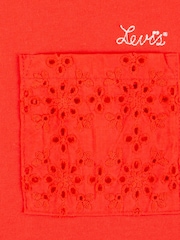 Levi's® Red Cropped Meet & Greet Roll Cuff Logo T-Shirt - Image 4 of 4