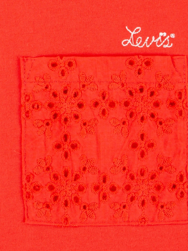 Levi's® Red Cropped Meet & Greet Roll Cuff Logo T-Shirt - Image 4 of 4