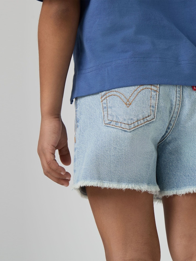 Levi's® Blue A-Line High Waist Shorts With Raw Hem - Image 3 of 8