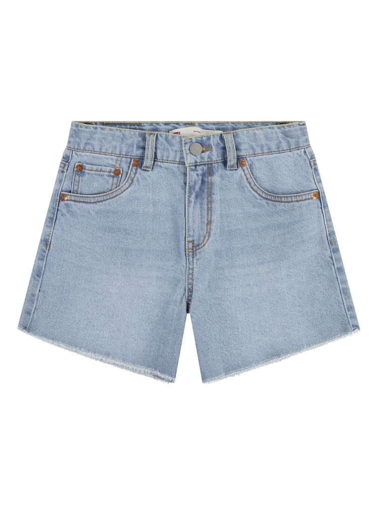 Levi's® Blue A-Line High Waist Shorts With Raw Hem - Image 4 of 8