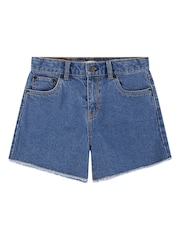 Levi's® Blue A-Line High Waist Shorts With Raw Hem - Image 2 of 7