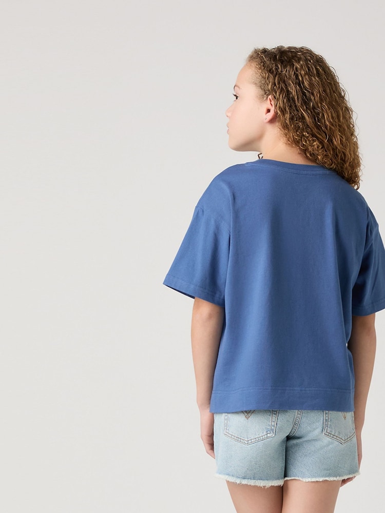 أزرق - Levi's® Cropped Meet & Greet Roll Cuff Logo T-Shirt - صورة 2 من 11
