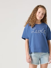 أزرق - Levi's® Cropped Meet & Greet Roll Cuff Logo T-Shirt - صورة 3 من 11