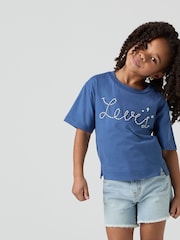 أزرق - Levi's® Cropped Meet & Greet Roll Cuff Logo T-Shirt - صورة 4 من 11