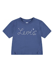 أزرق - Levi's® Cropped Meet & Greet Roll Cuff Logo T-Shirt - صورة 8 من 11