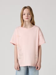 Levi's® Pink Oversized Floral Embroidery Logo T-Shirt - Image 1 of 7