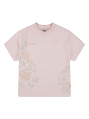 Levi's® Pink Oversized Floral Embroidery Logo T-Shirt - Image 3 of 7