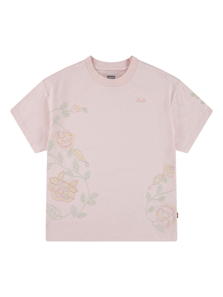 Levi's® Pink Oversized Floral Embroidery Logo T-Shirt - Image 3 of 7