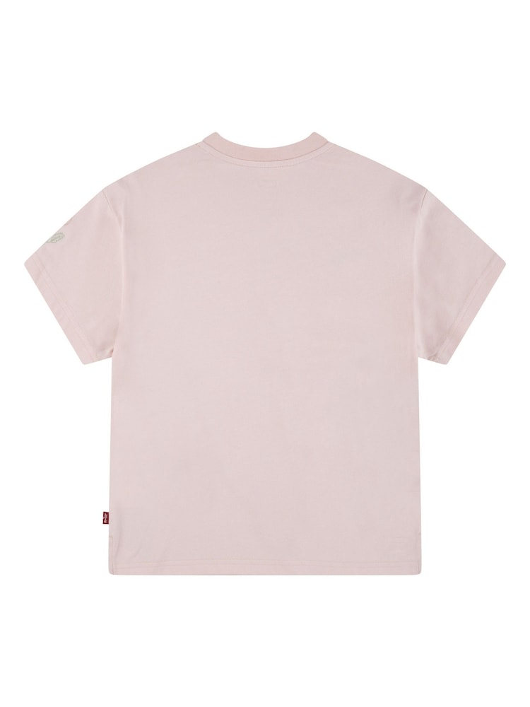 Levi's® Pink Oversized Floral Embroidery Logo T-Shirt - Image 4 of 7