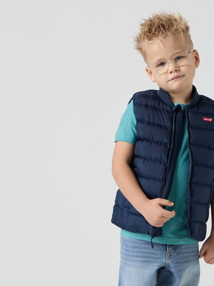 Levi's® Blue Midweight Logo Puffer Gilet - Image 1 of 7