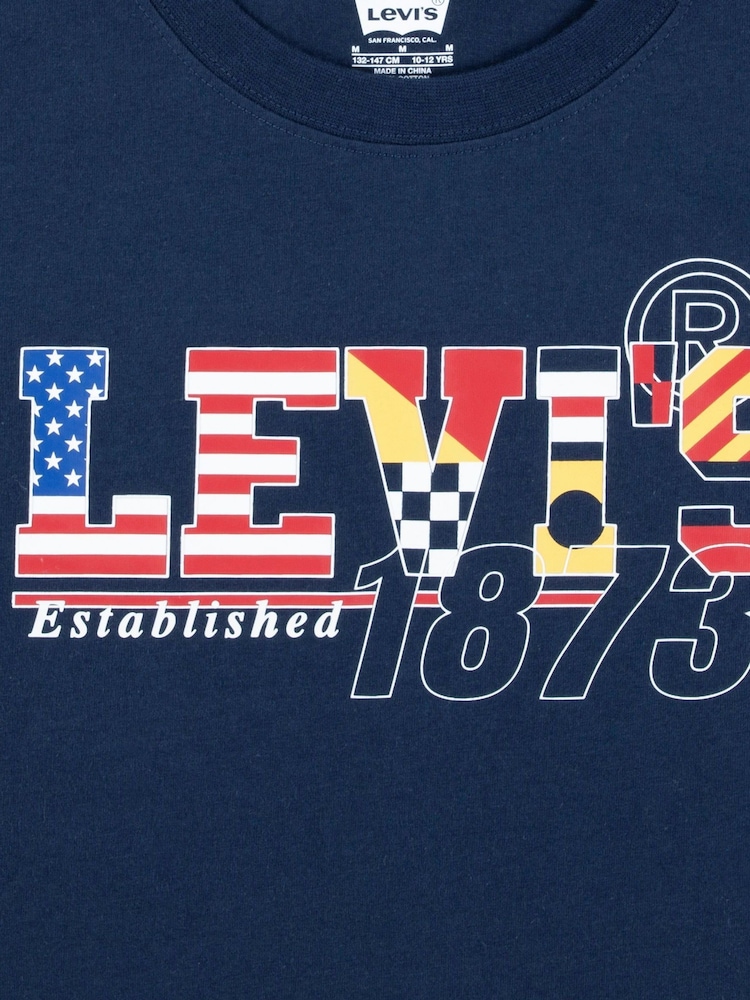 Levi's® Blue Americana Graphic Logo Short Sleeve T-Shirt - Image 4 of 4