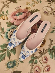 Bone Tabitha Simmons x Next Willow Embroidery Bow Detail Kitten Mules - Image 1 of 10