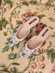 Bone Tabitha Simmons x Next Willow Embroidery Bow Detail Kitten Mules - Image 3 of 10