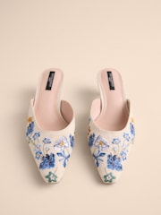 Bone Tabitha Simmons x Next Willow Embroidery Bow Detail Kitten Mules - Image 7 of 10