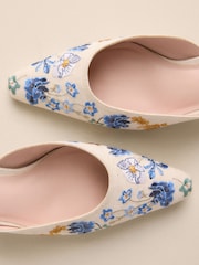 Bone Tabitha Simmons x Next Willow Embroidery Bow Detail Kitten Mules - Image 9 of 10