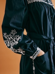 Albaray Blue Embroidered 100% Cotton Dress - Image 3 of 6