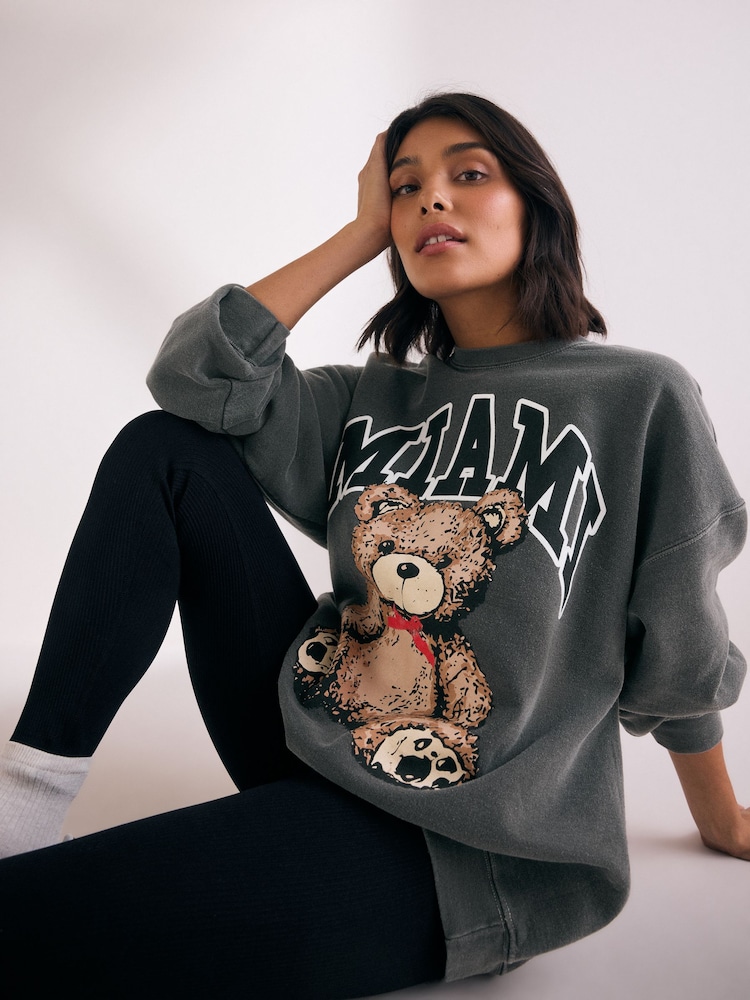 Charcoal Grey Teddy Sweatshirt - Image 1 of 7