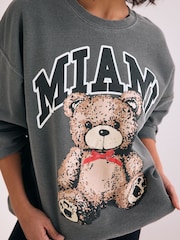Charcoal Grey Teddy Sweatshirt - Image 4 of 7