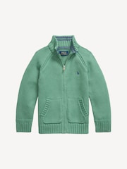 Polo Ralph Lauren Green Zip Through 100% Cotton Hoodie - Image 1 of 2